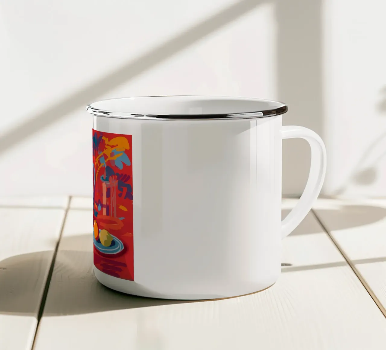Brocca ornata Fiori rossi tazza in smalto da Stone Decade