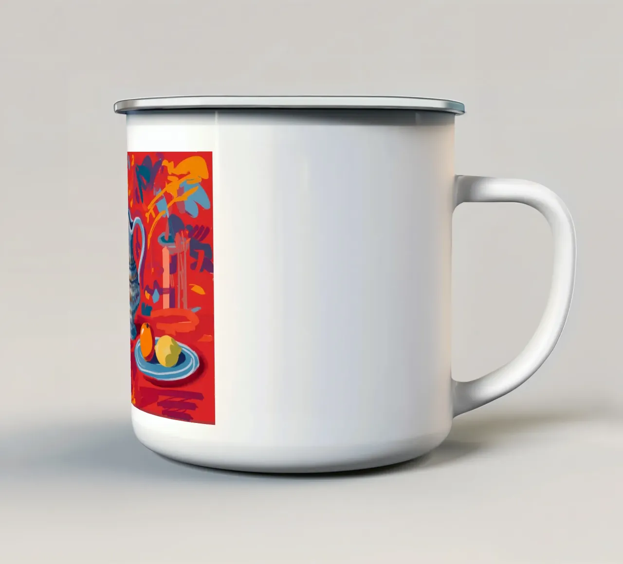 Brocca ornata Fiori rossi tazza in smalto da Stone Decade