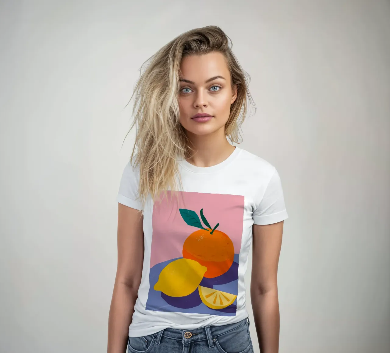 Orange and Lemon Duo women's fitted t-shirt by Haven Fantasy