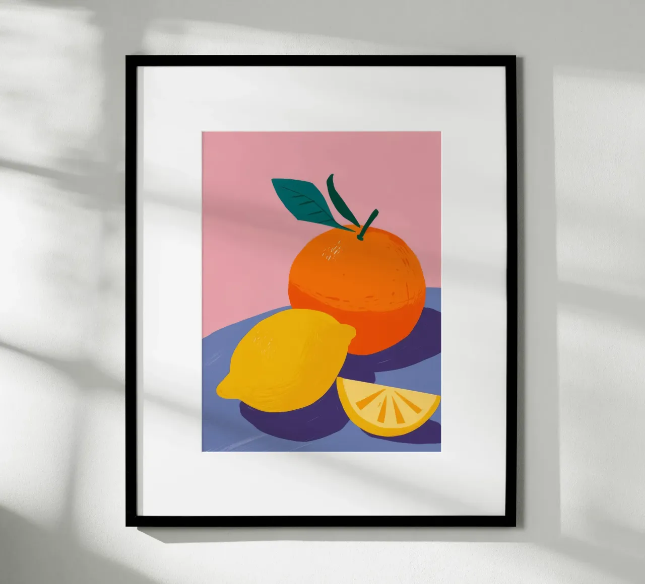 Duo arancia e limone poster con telaio in legno da Haven Fantasy