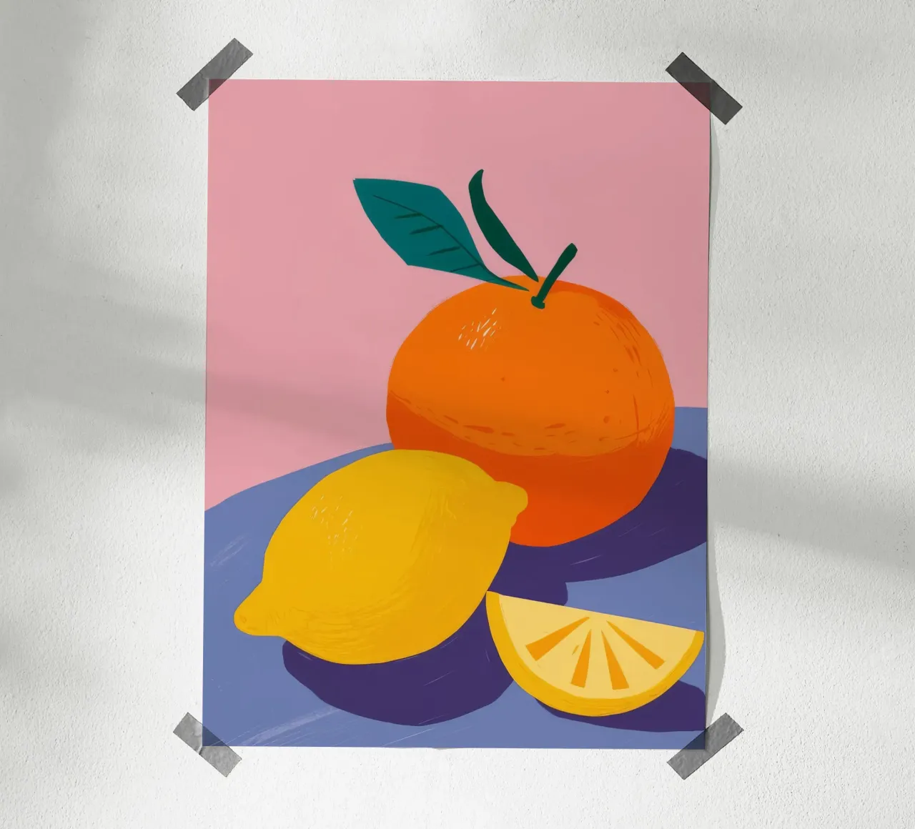 Duo arancia e limone poster con telaio in legno da Haven Fantasy