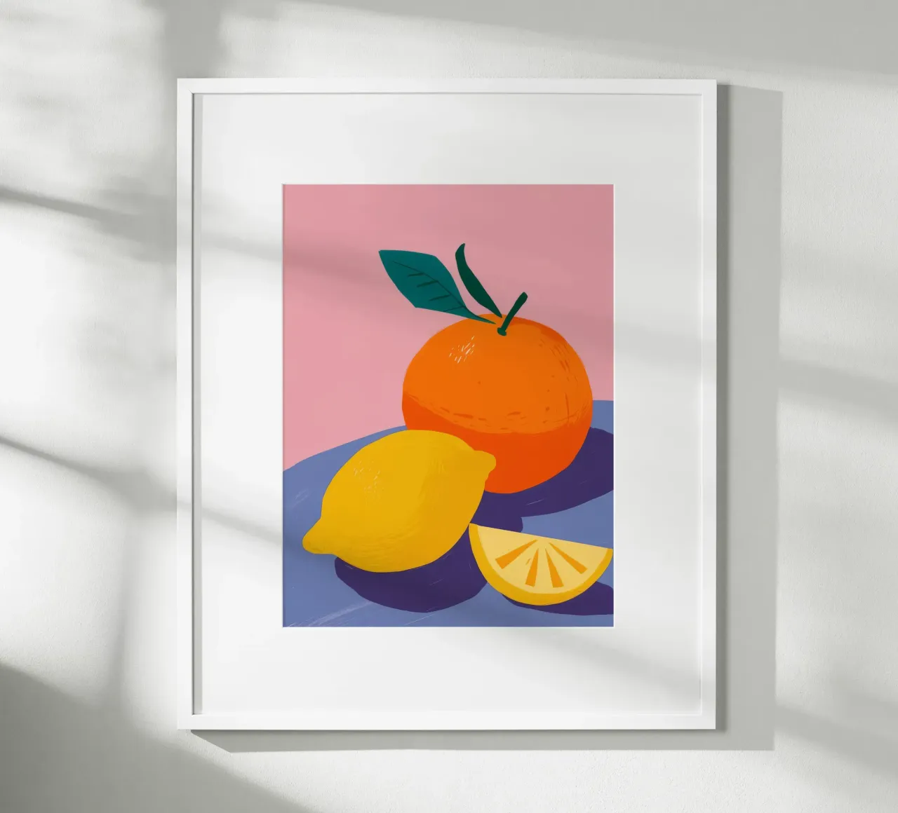 Duo arancia e limone poster con telaio in legno da Haven Fantasy