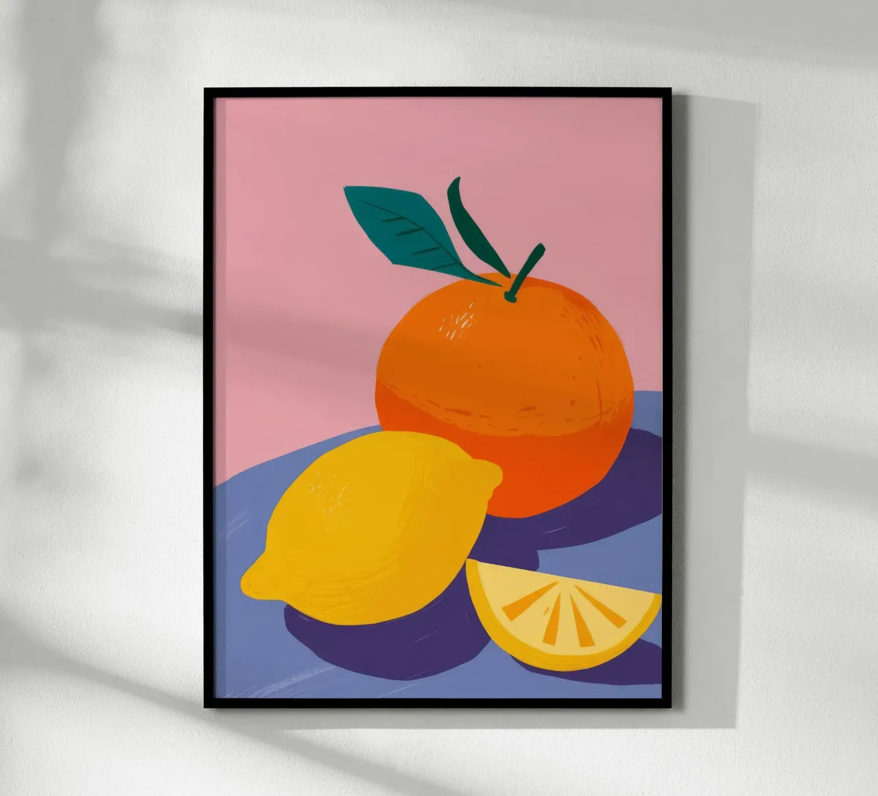 Duo arancia e limone poster con telaio in legno da Haven Fantasy