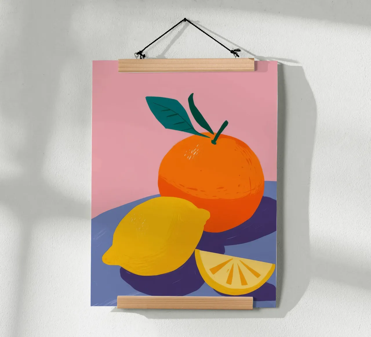 Duo arancia e limone poster con telaio in legno da Haven Fantasy