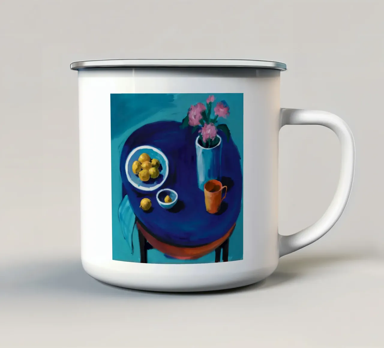 Tazza arancione Blue Table tazza in smalto da Stone Decade
