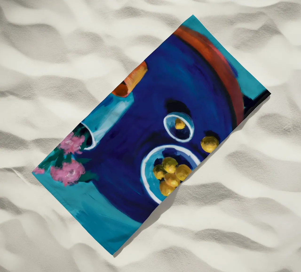 Tazza arancione Blue Table telo mare da Stone Decade