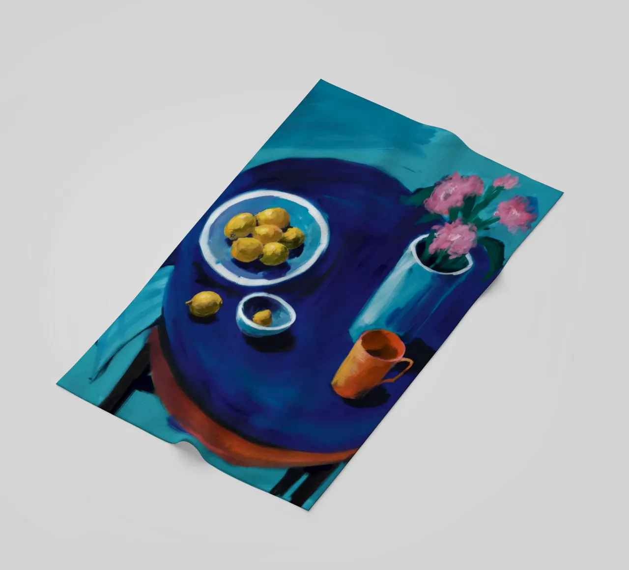 Tazza arancione Blue Table telo mare da Stone Decade