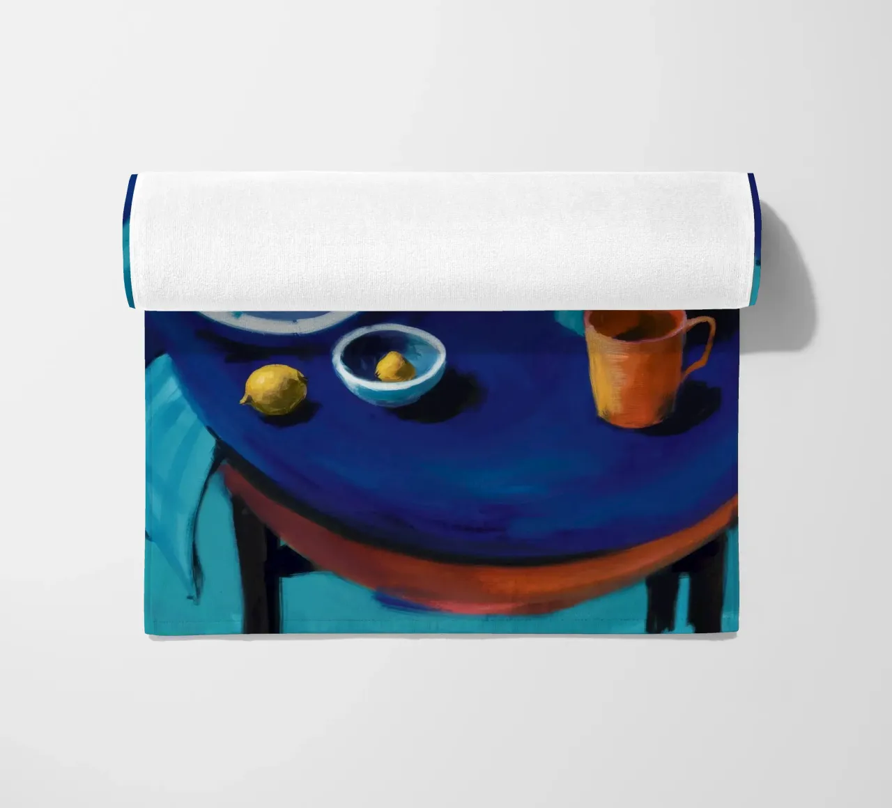 Tazza arancione Blue Table telo mare da Stone Decade