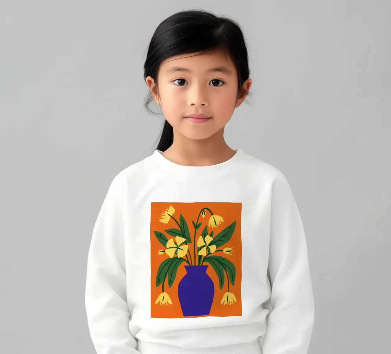 Yellow Tulip Blue Vase kids sweatshirt by Haven Fantasy