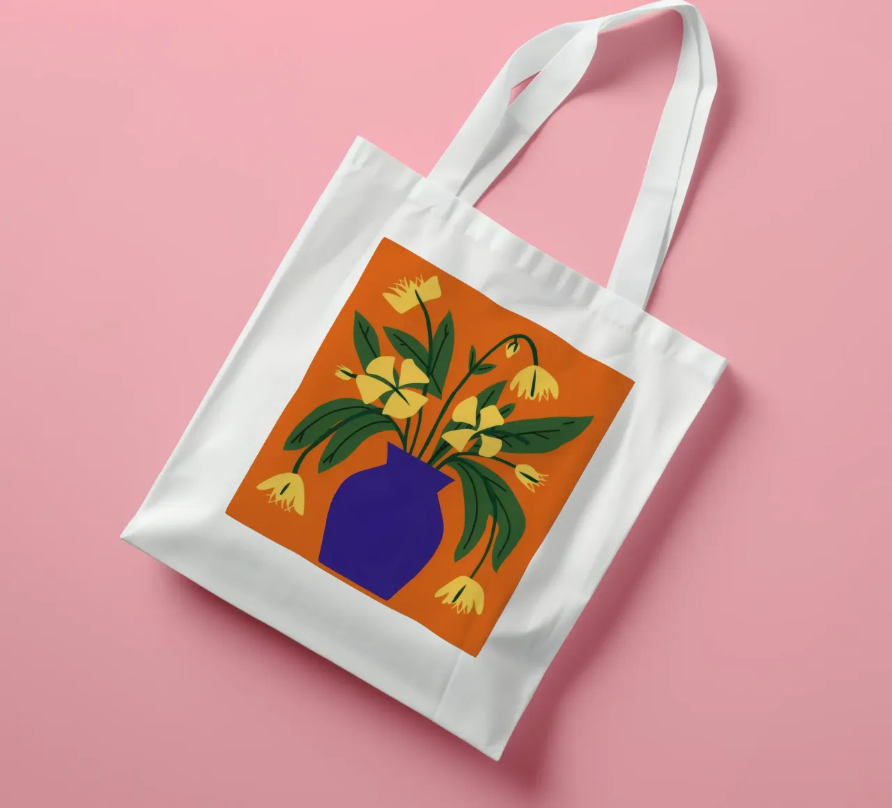 Vaso blu Tulipano giallo borsa in juta da Haven Fantasy