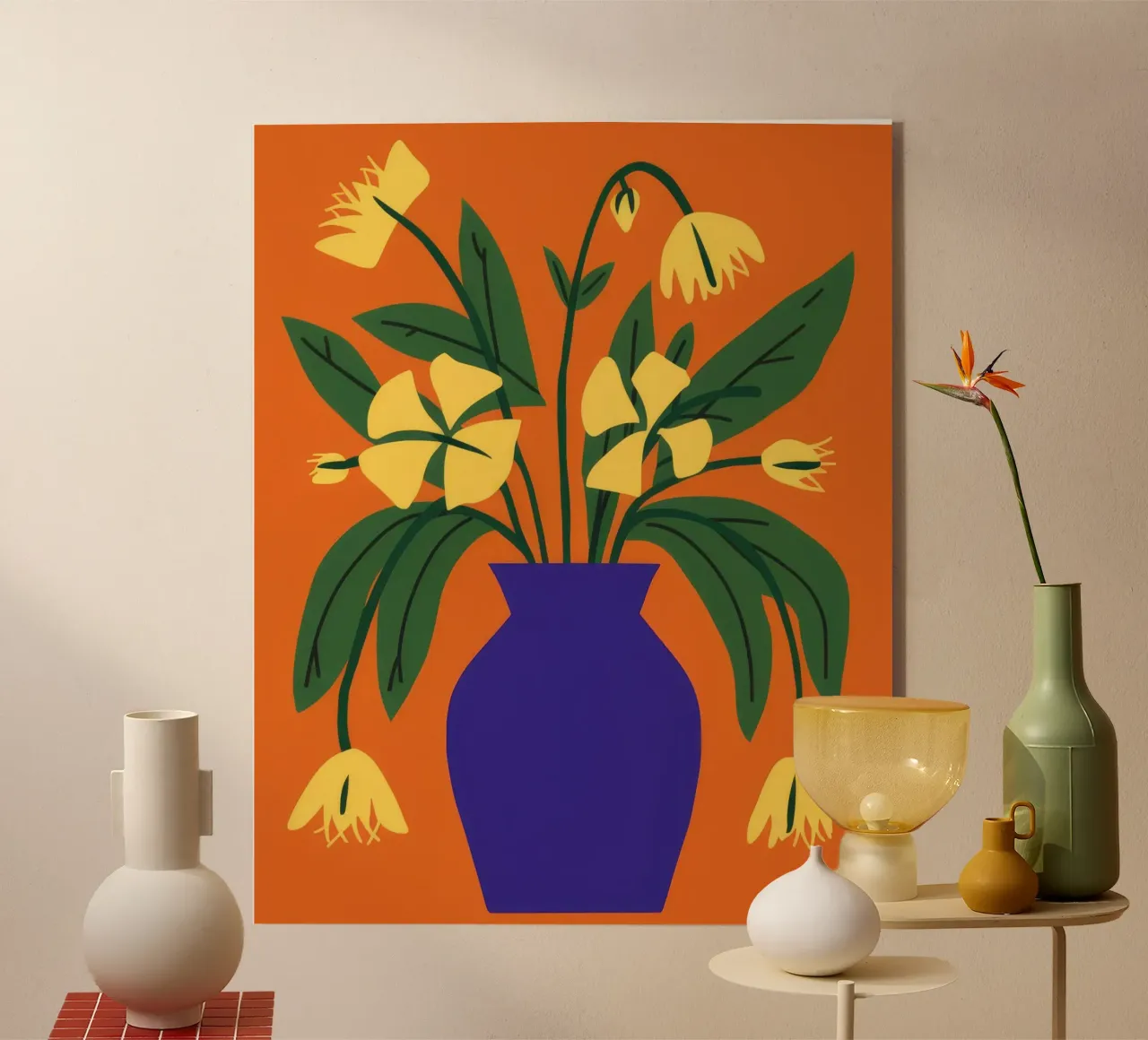 Yellow Tulip Blue Vase acrylic glass by Haven Fantasy