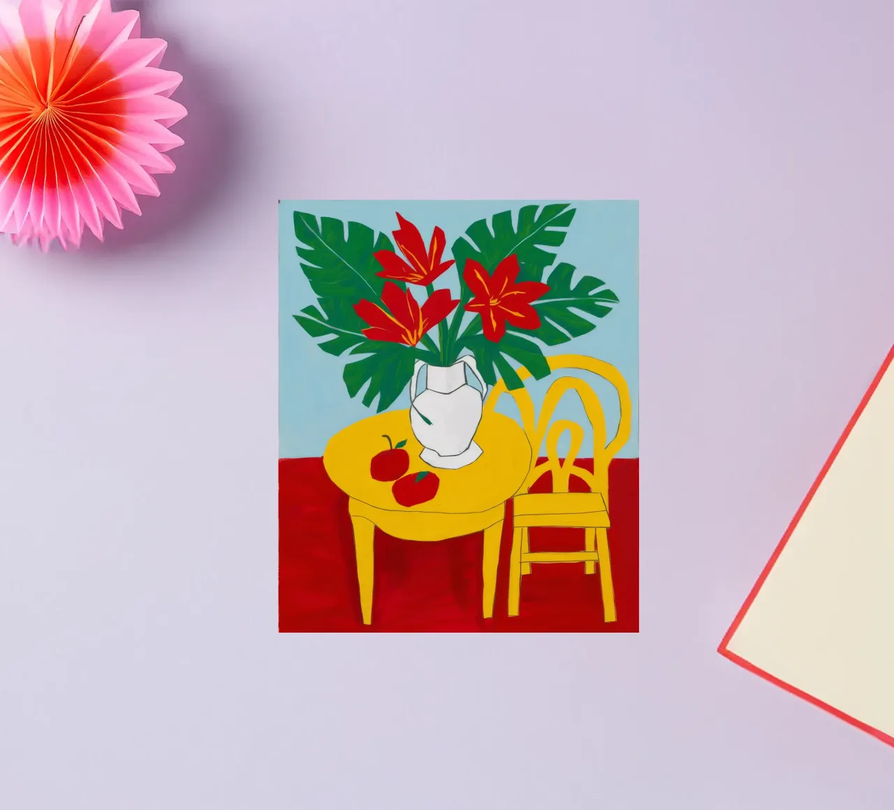 Table rouge Chaise jaune autocollant de Muse Artworks