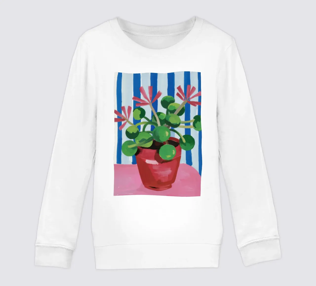 Vaso a strisce Pianta verde felpa bambino da FadeAura