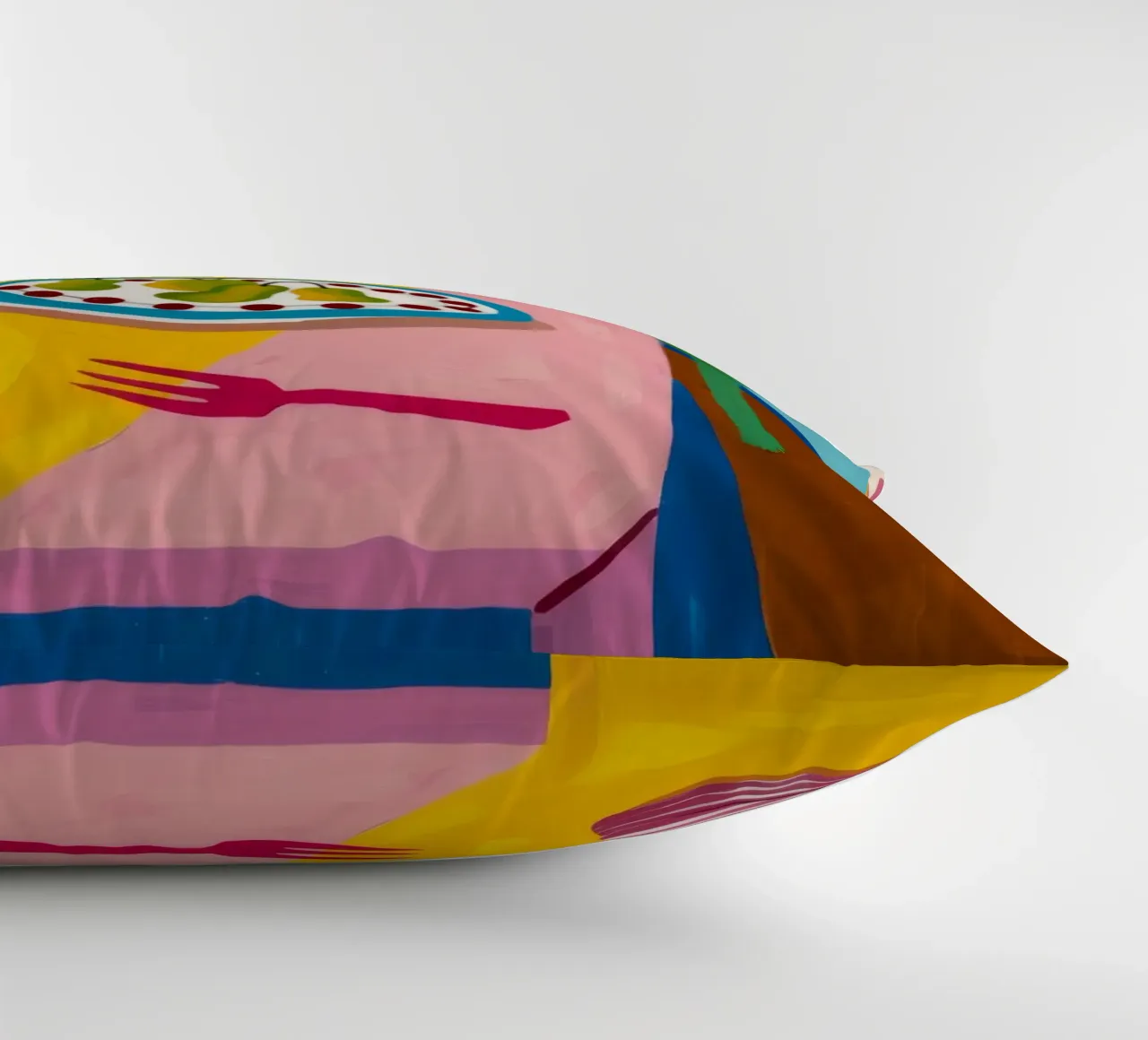 Checkered Table Flowers decorative cushion by Muse Artworks