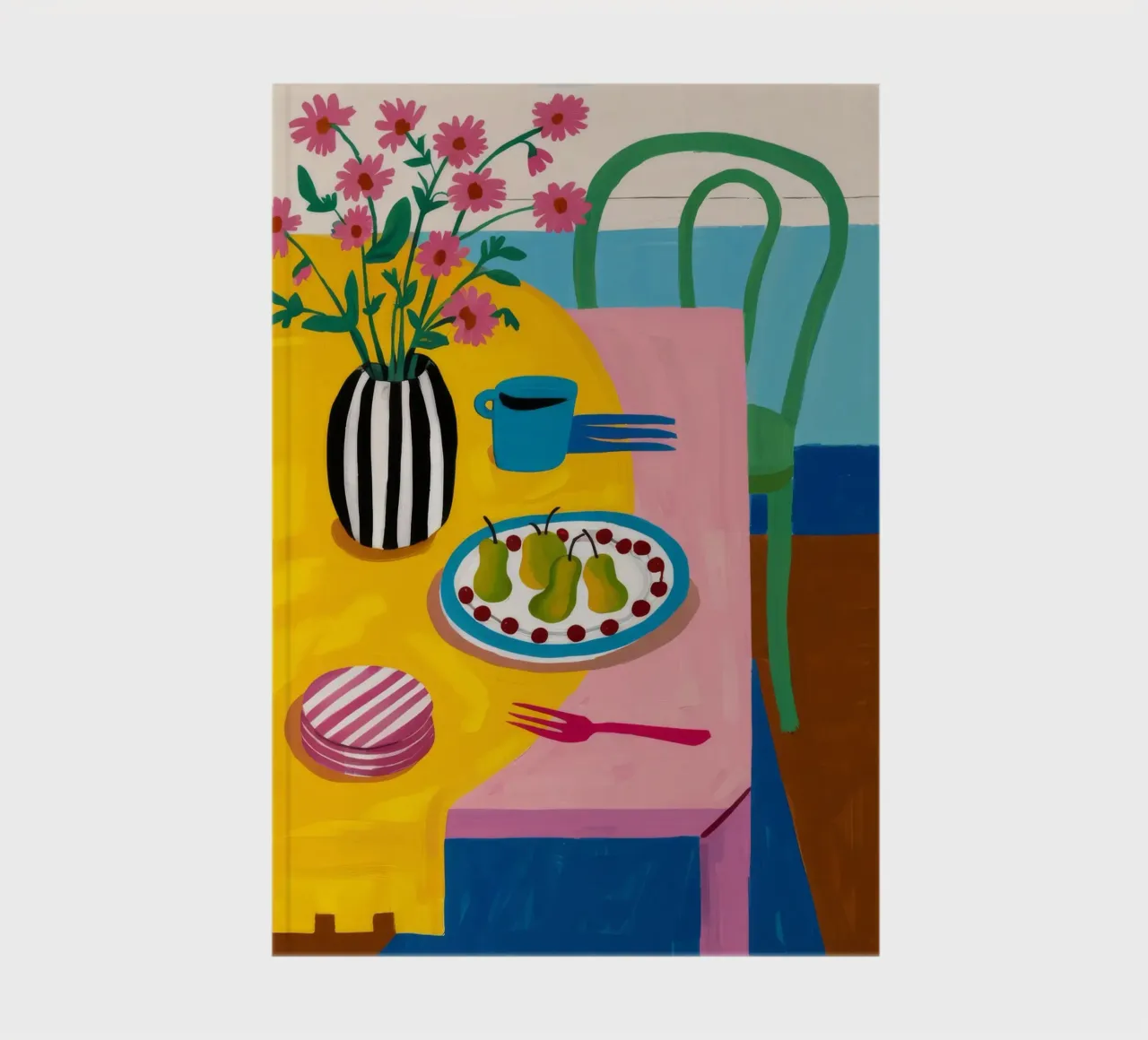 Checkered Table Flowers notebook by Muse Artworks