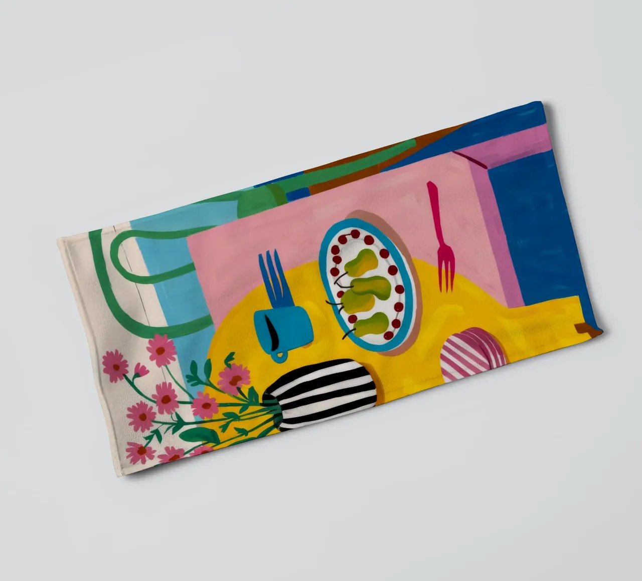 Fleurs de table à carreaux serviette de bain de Muse Artworks