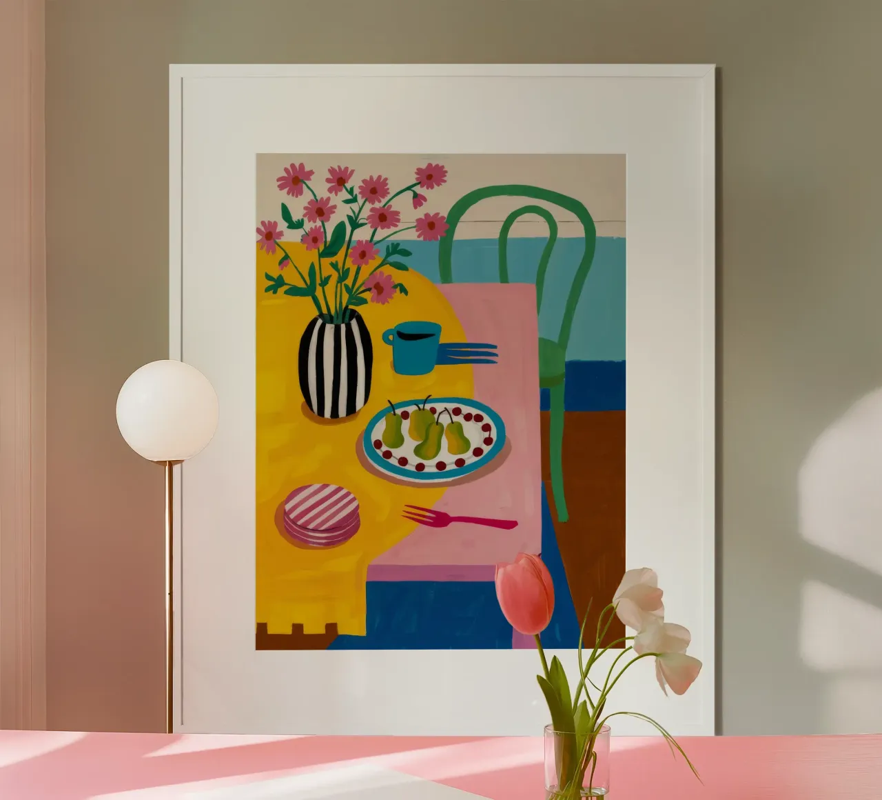 Checkered Table Flowers poster by Muse Artworks