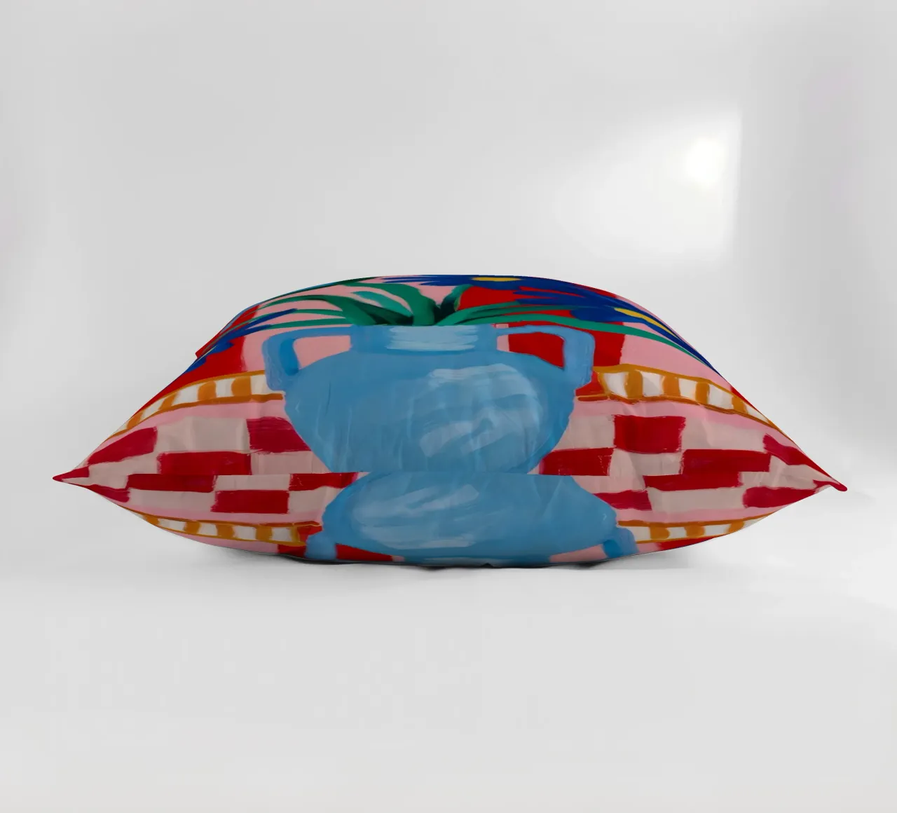 Blue Vase Checkered Table decorative cushion by FadeAura