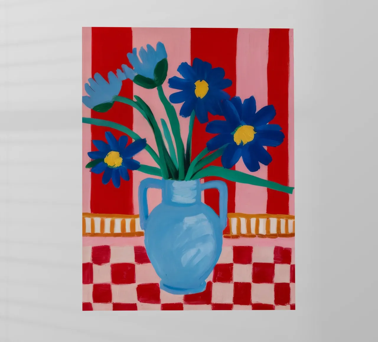 Blue Vase Checkered Table backlit film by FadeAura