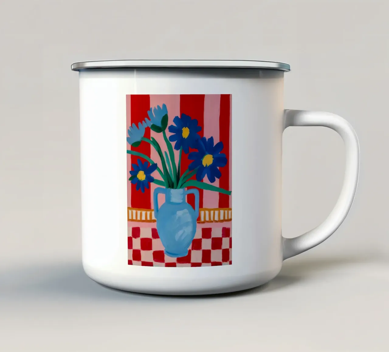 Vaso blu Tavolo a scacchi tazza in smalto da FadeAura