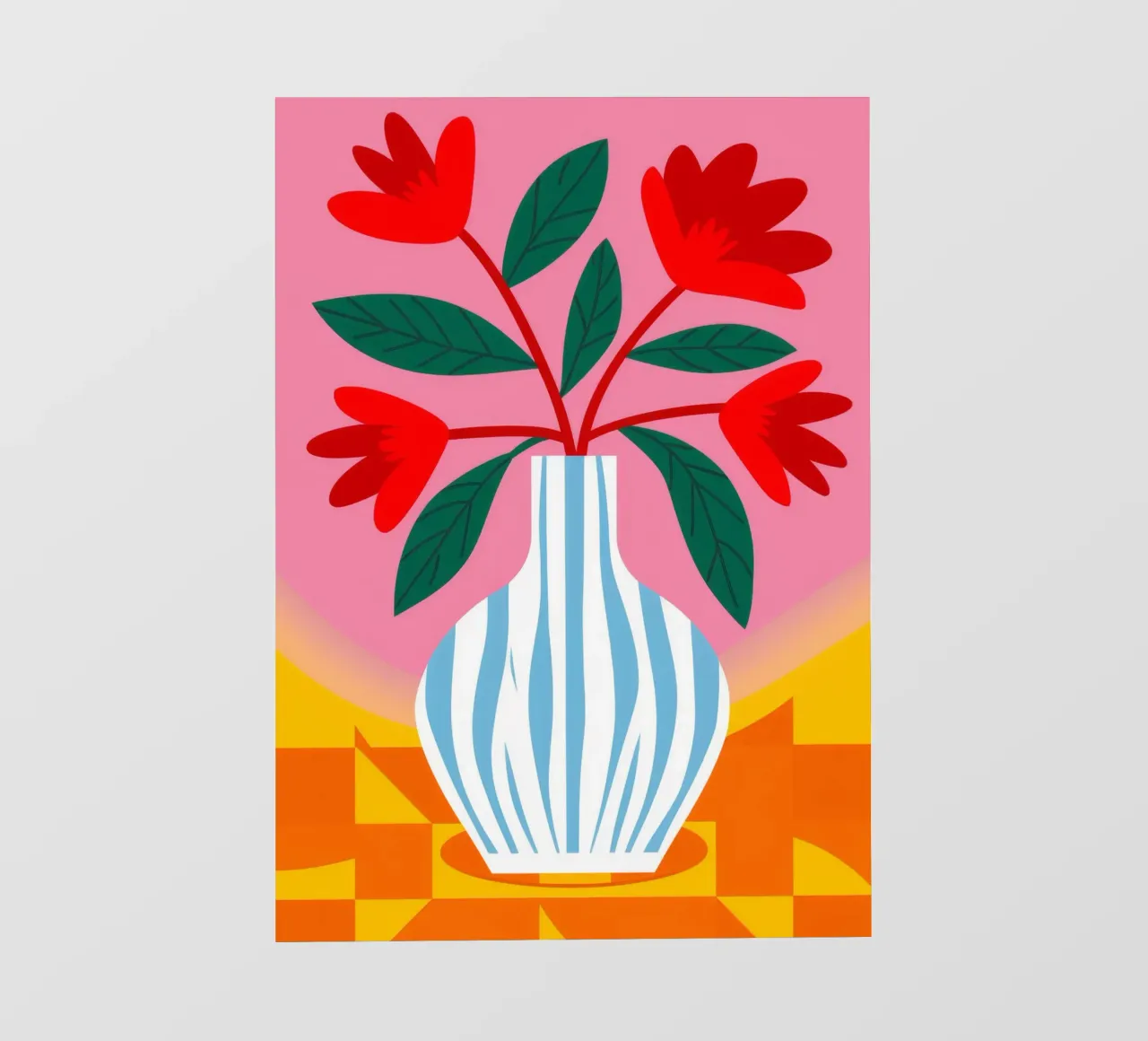 Blue Stripe Red Flowers pvc cover by Haven Fantasy