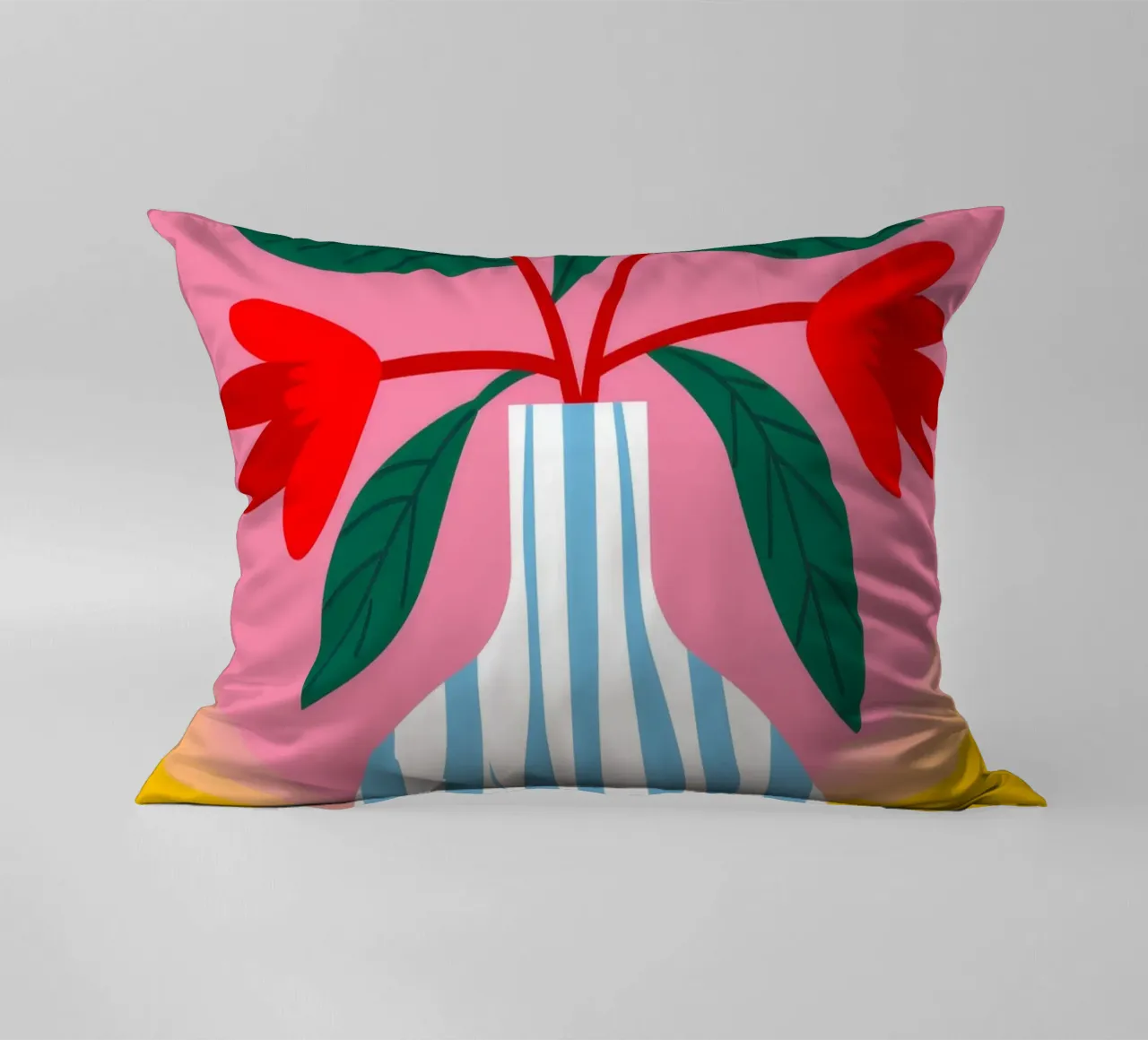 Fiori blu a strisce rosse cuscino da Haven Fantasy