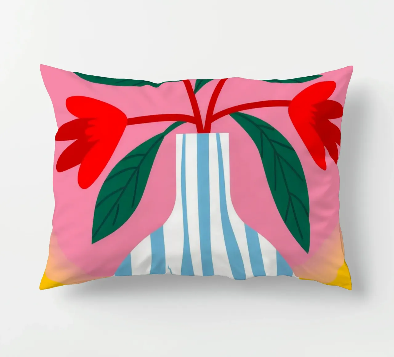 Fiori blu a strisce rosse cuscino da Haven Fantasy