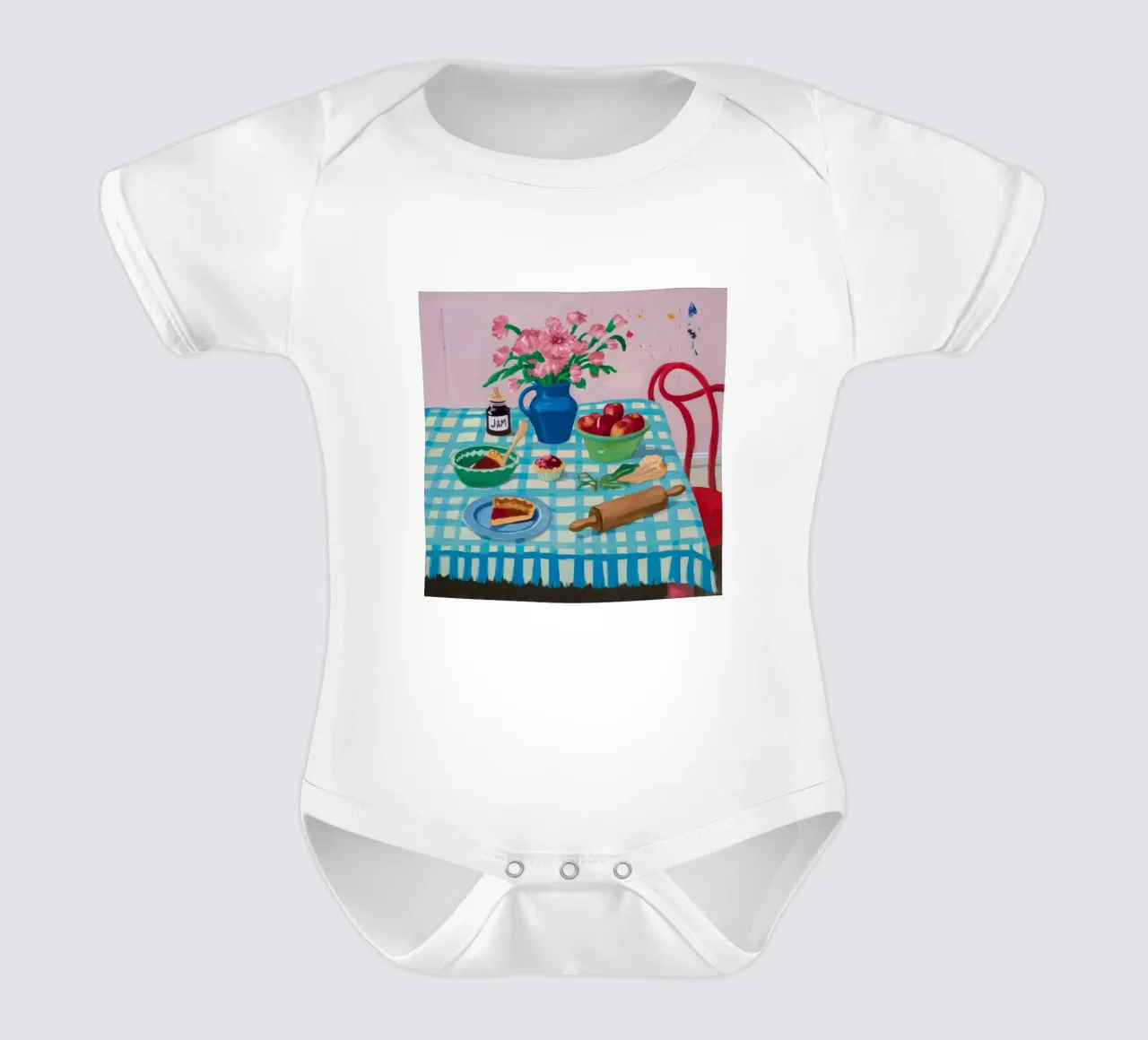 Peonie a mattarello body neonato maniche corte da Muse Artworks