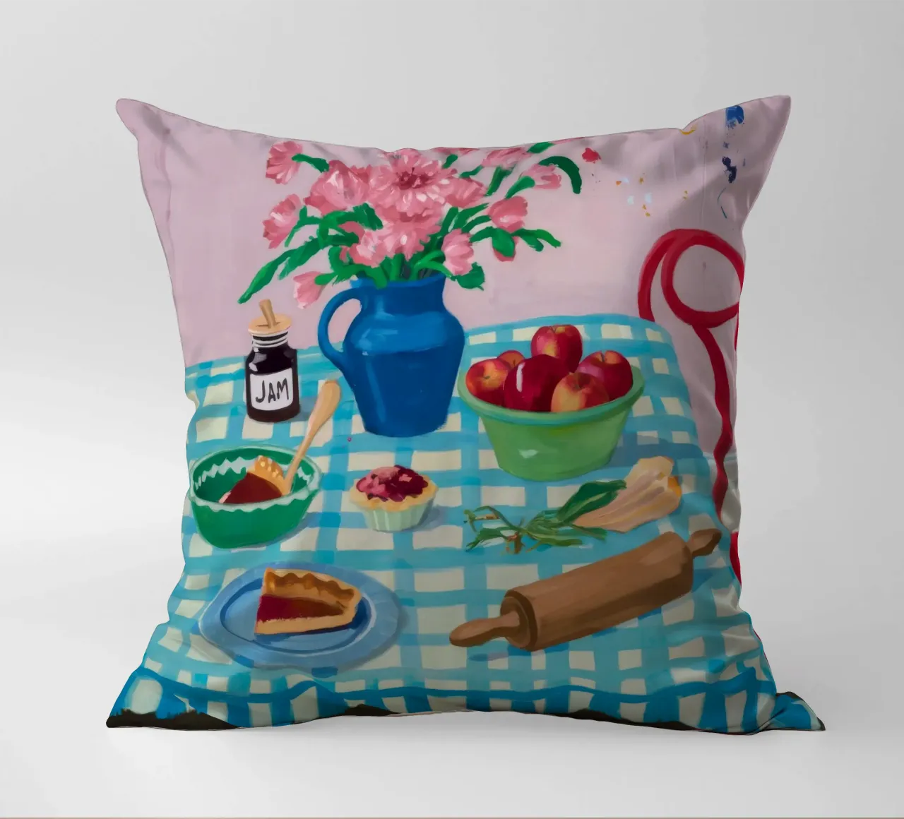 Peonie a mattarello cuscino da Muse Artworks