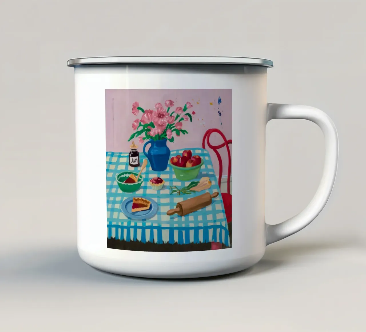 Peonie a mattarello tazza in smalto da Muse Artworks