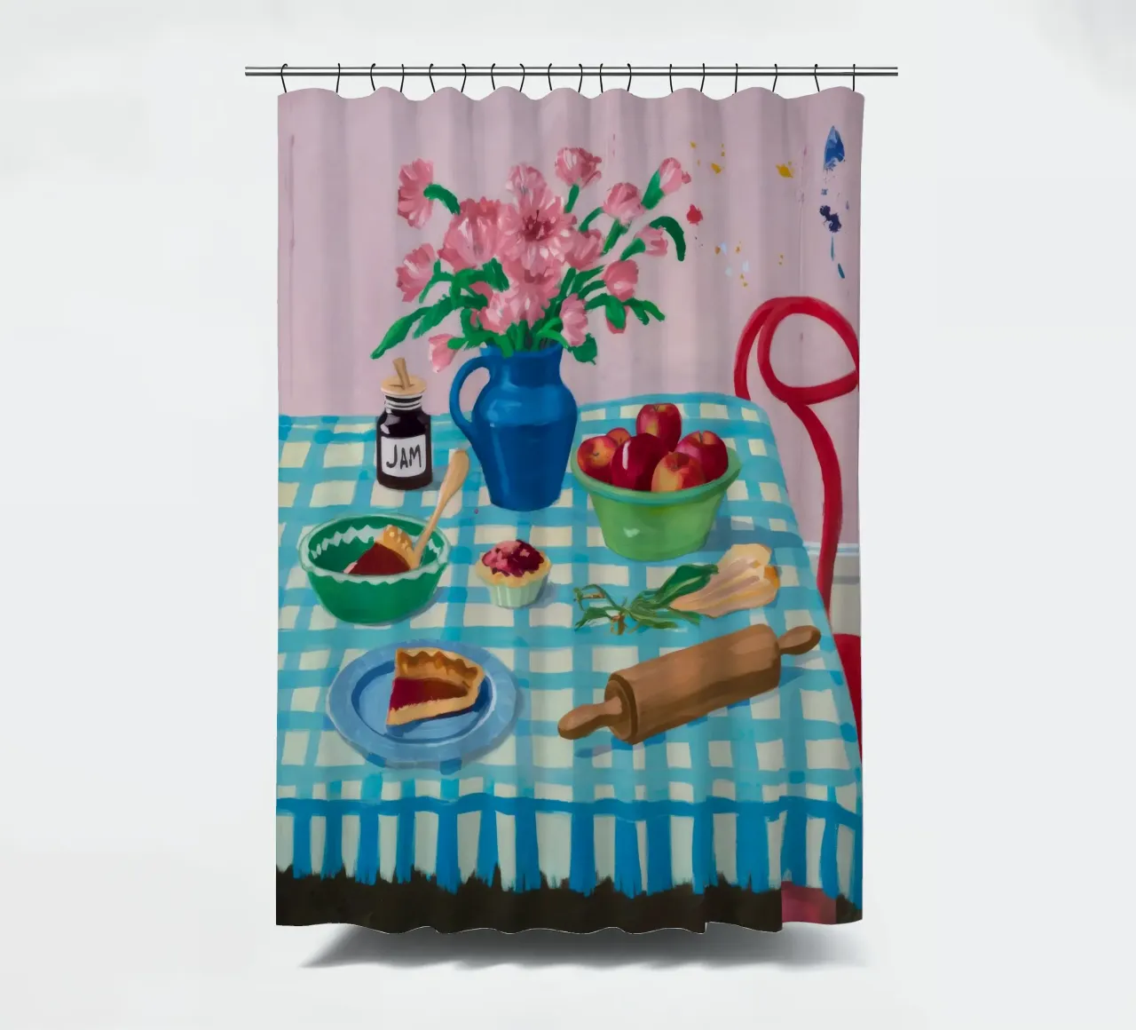 Peonie a mattarello tenda da doccia da Muse Artworks