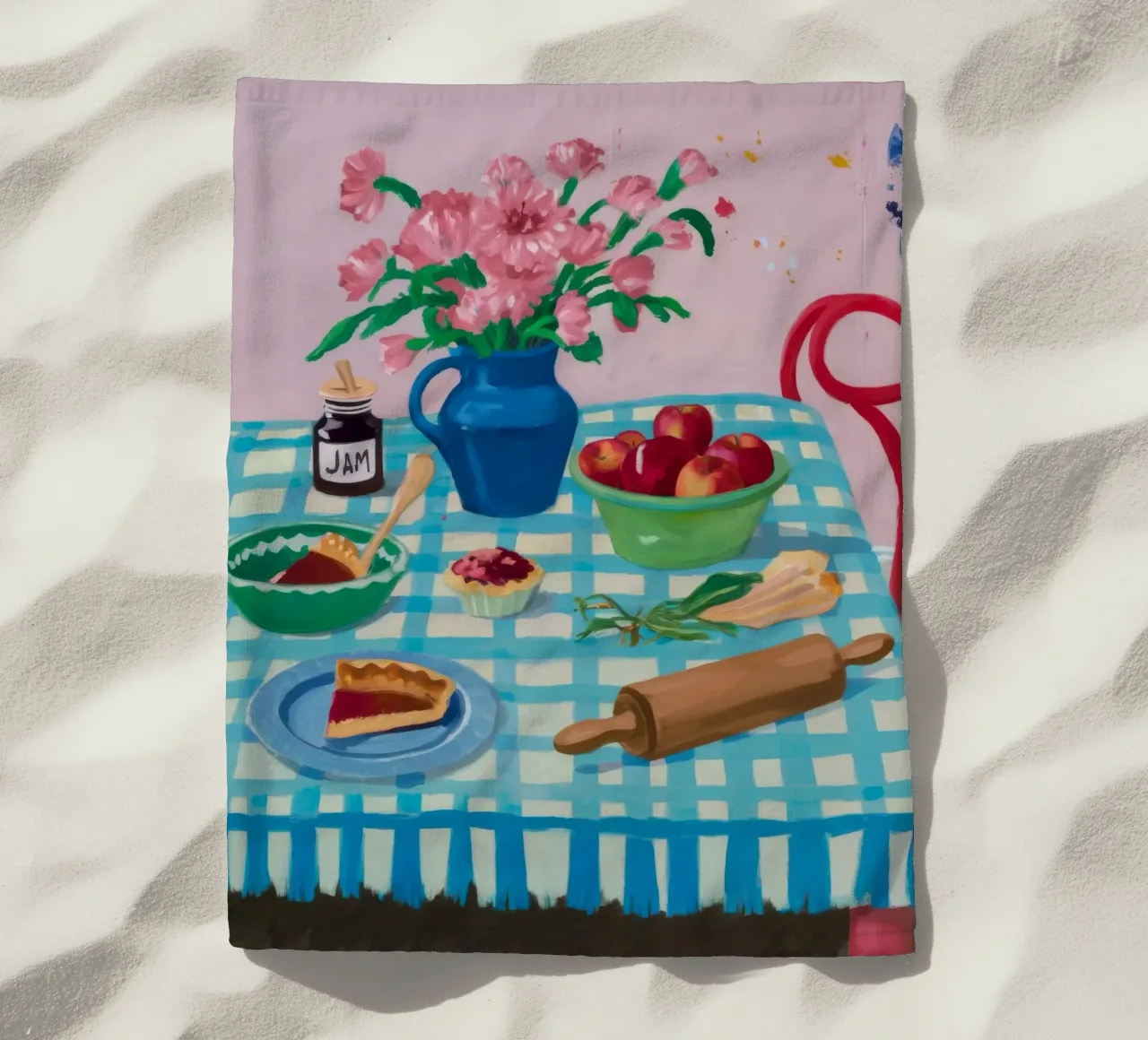 Peonie a mattarello telo mare da Muse Artworks