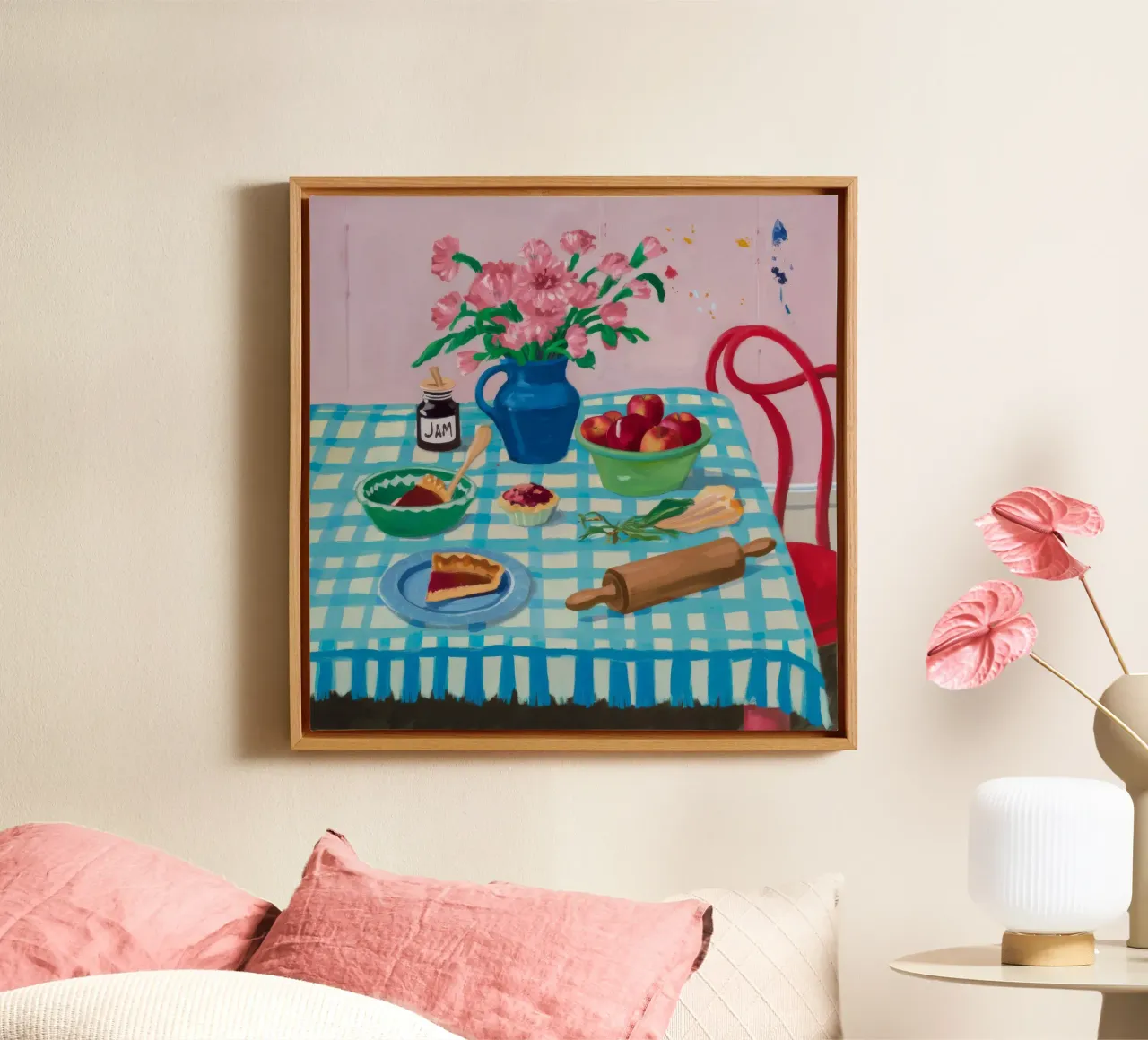 Peonie a mattarello tela con Cornice a cassetta da Muse Artworks
