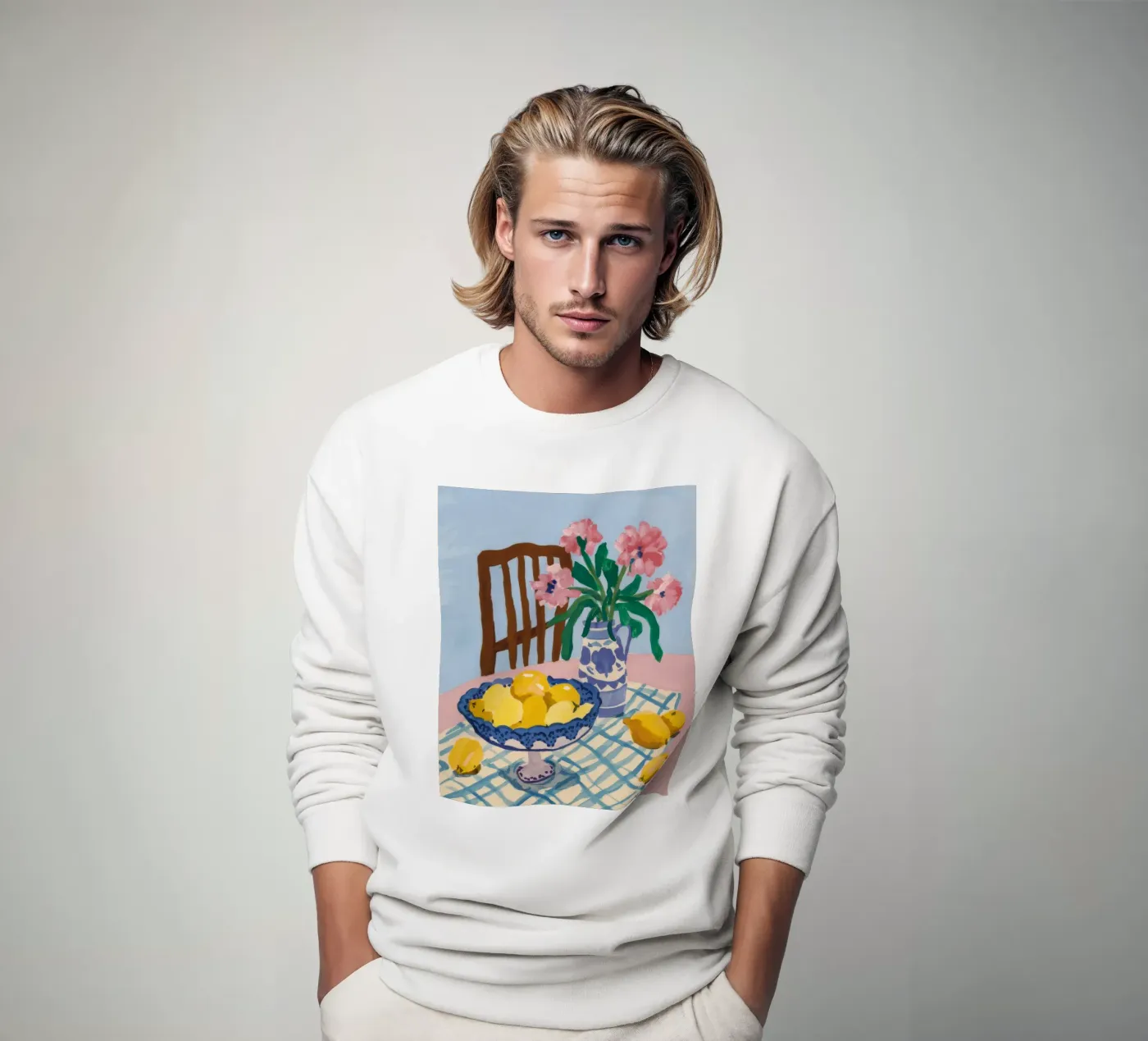 Checkered Table Lemons sweatshirt by FadeAura