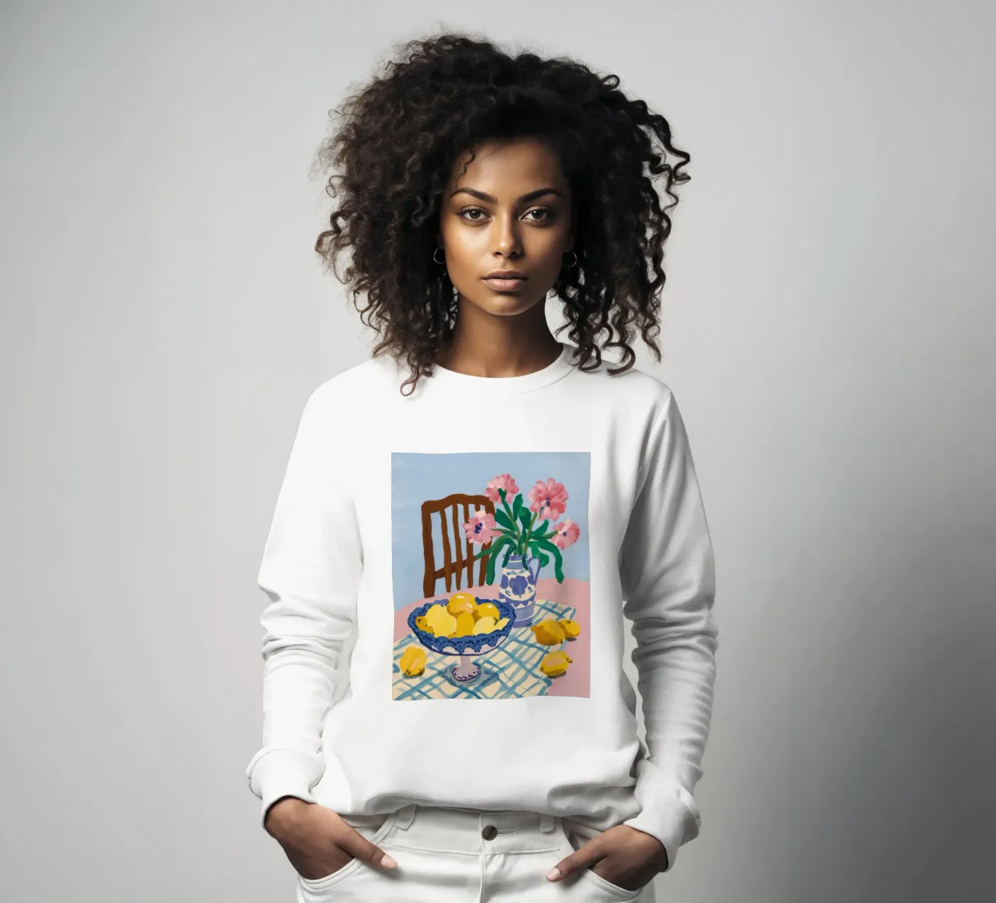 Checkered Table Lemons sweatshirt by FadeAura