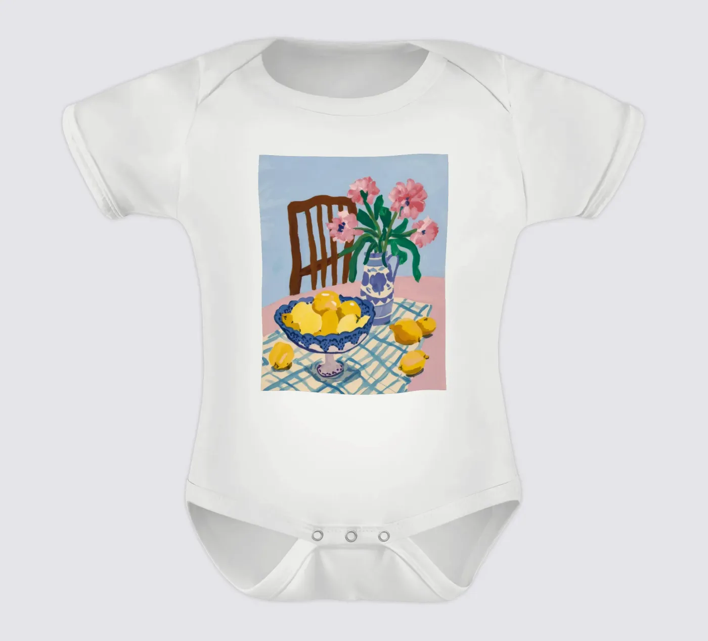 Karierter Tisch Zitronen Kurzarm Babybody von FadeAura