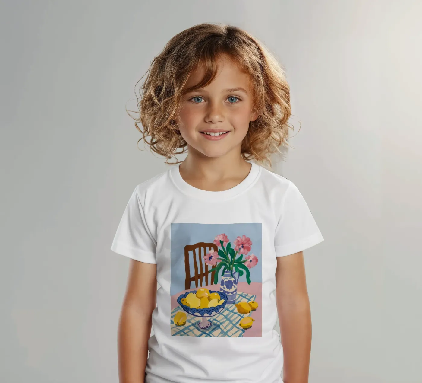 Checkered Table Lemons Kinder T-Shirt von FadeAura