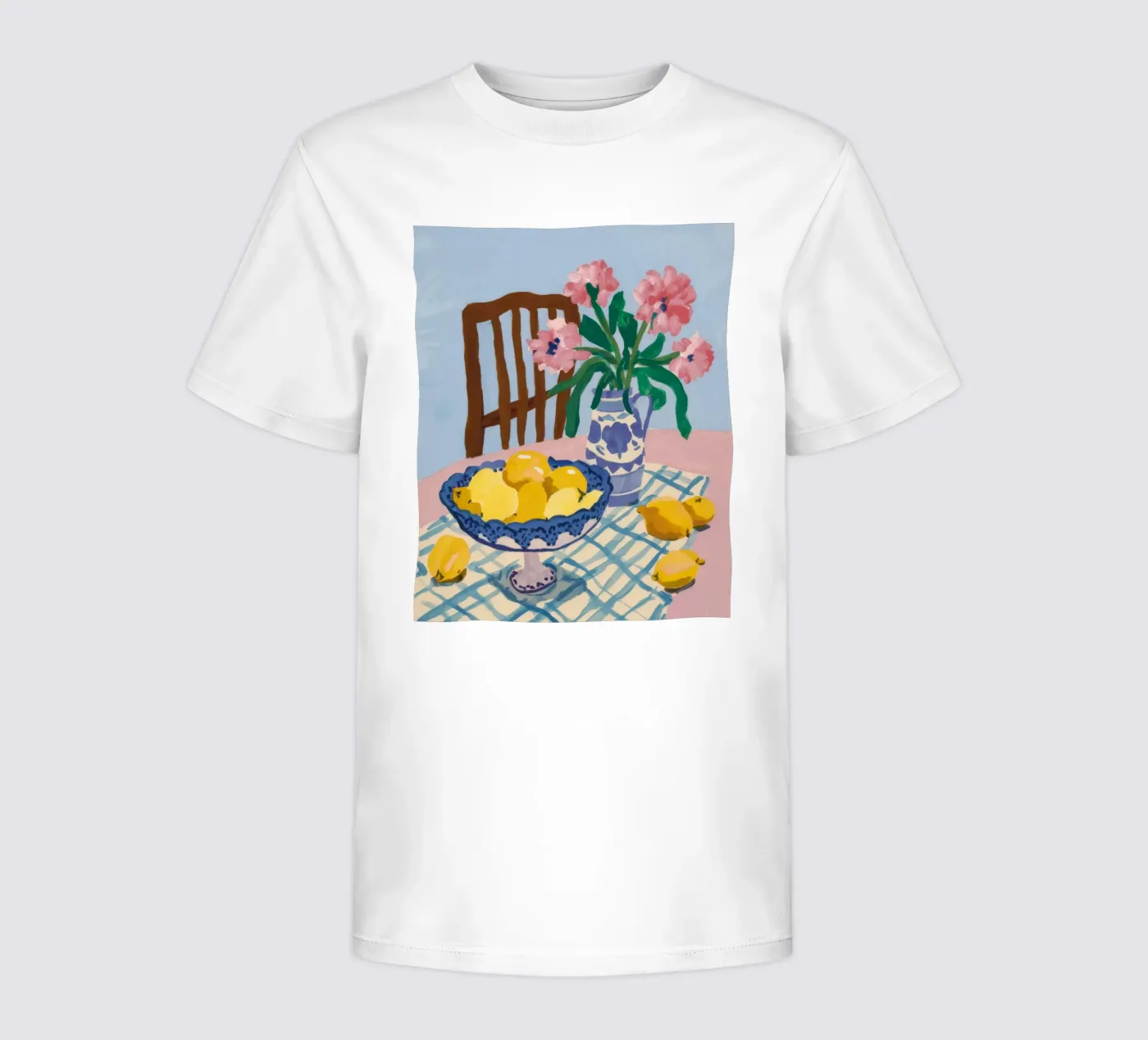 Checkered Table Lemons Kinder T-Shirt von FadeAura