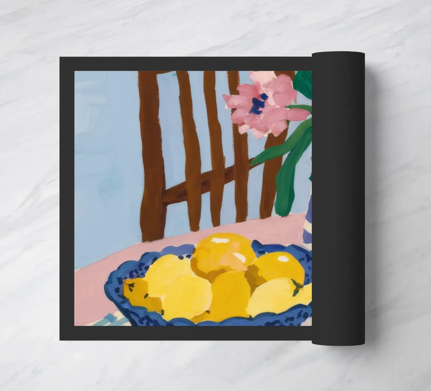 Checkered Table Lemons doormat by FadeAura