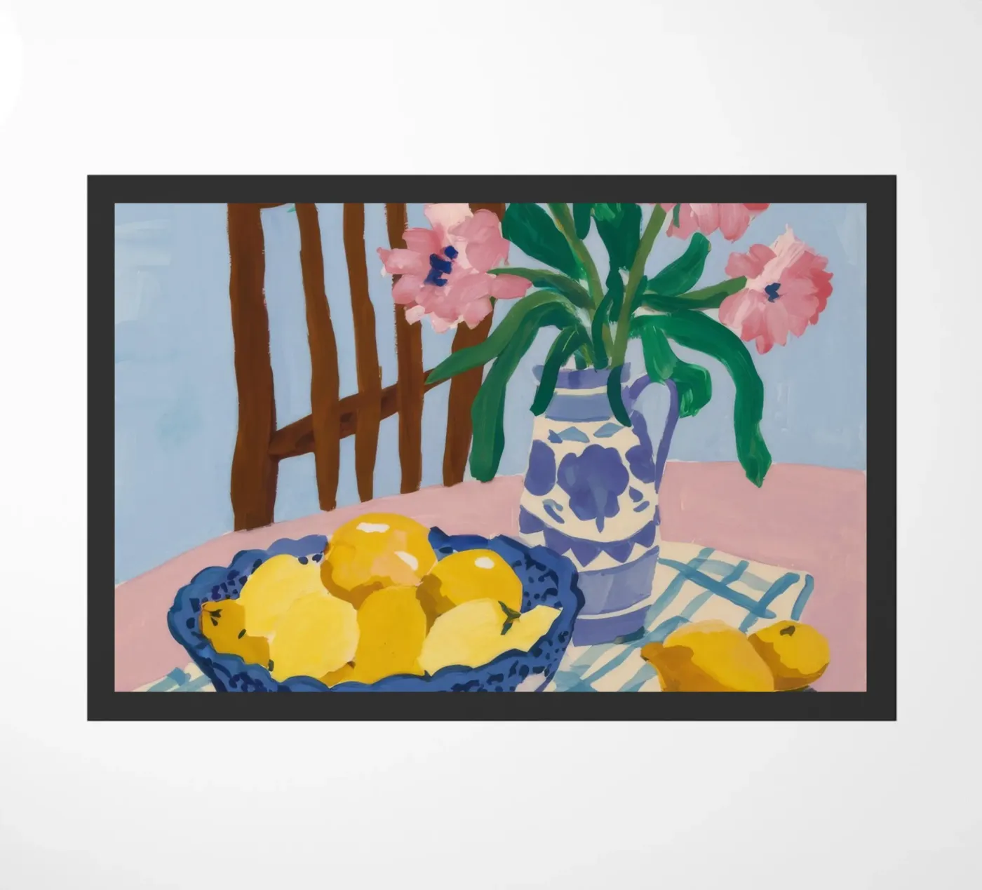 Checkered Table Lemons doormat by FadeAura