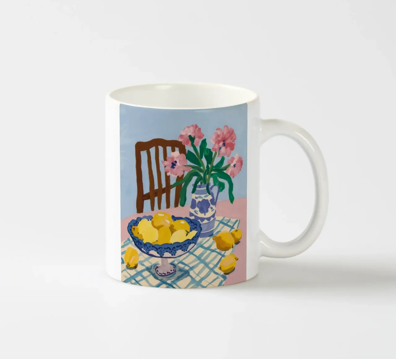 Checkered Table Lemons ceramic mug by FadeAura