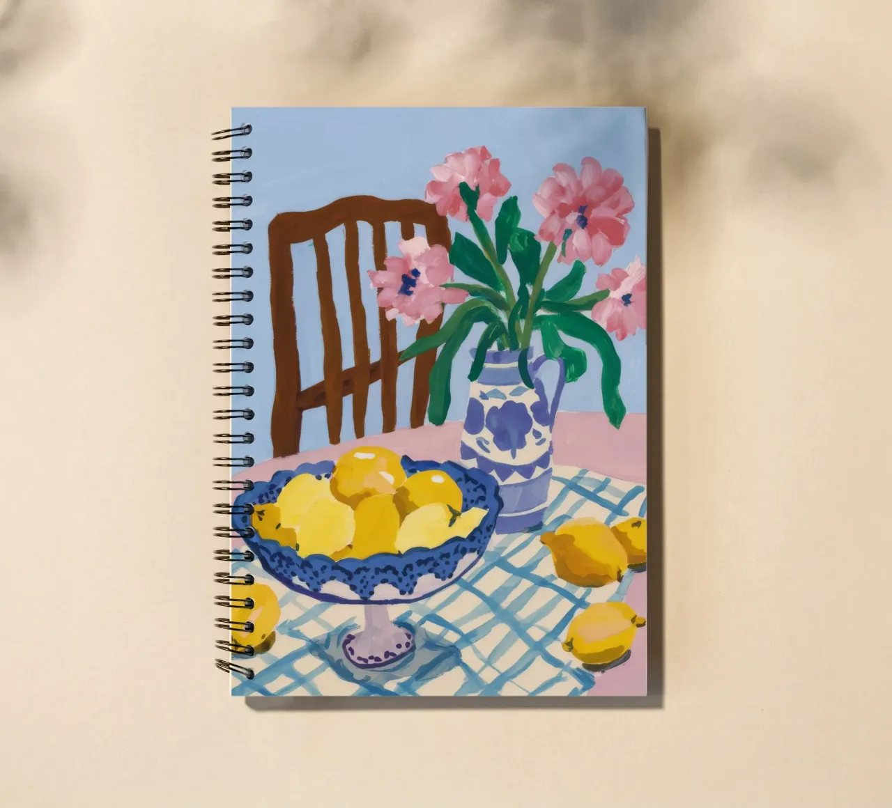 Checkered Table Lemons spiral notebook by FadeAura