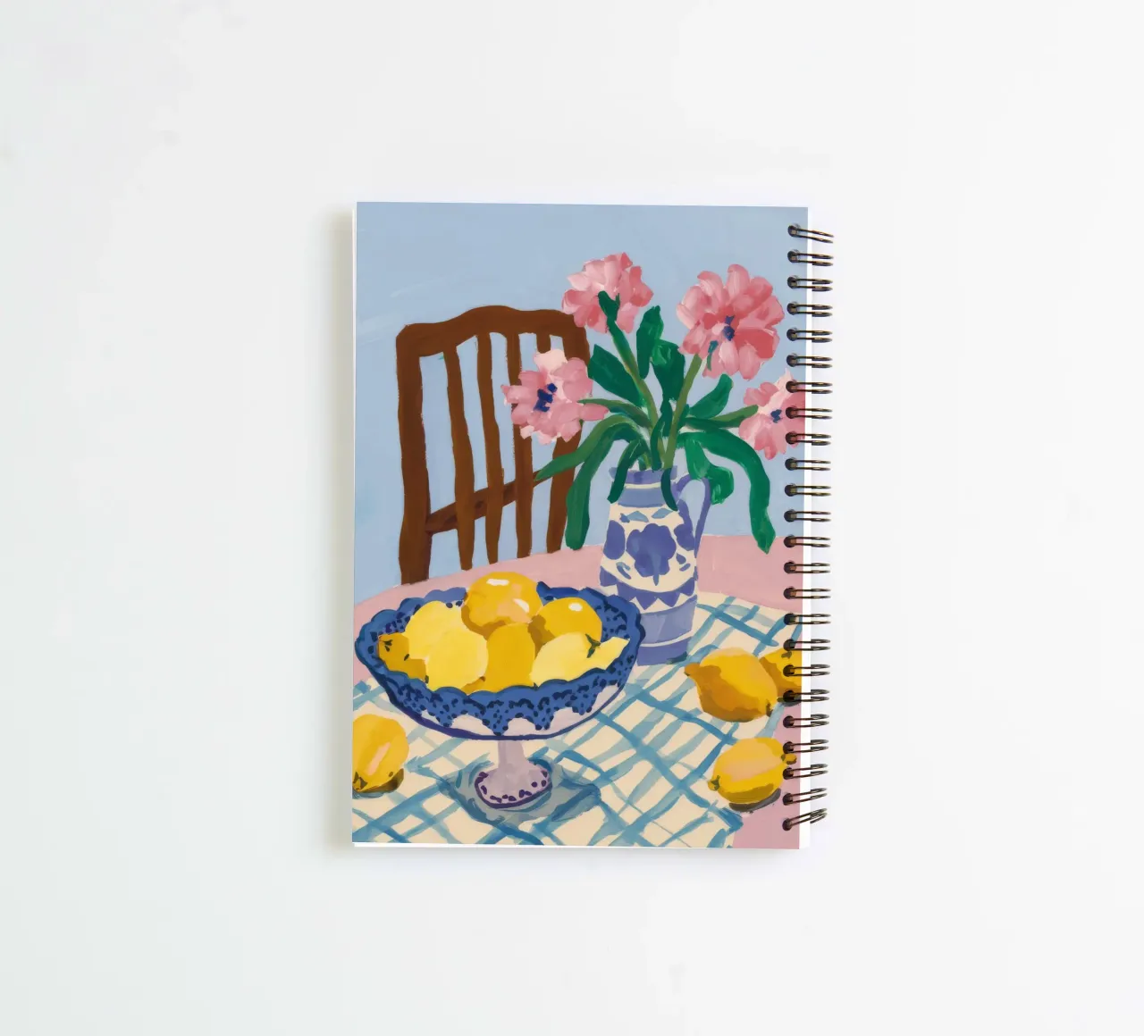 Checkered Table Lemons spiral notebook by FadeAura