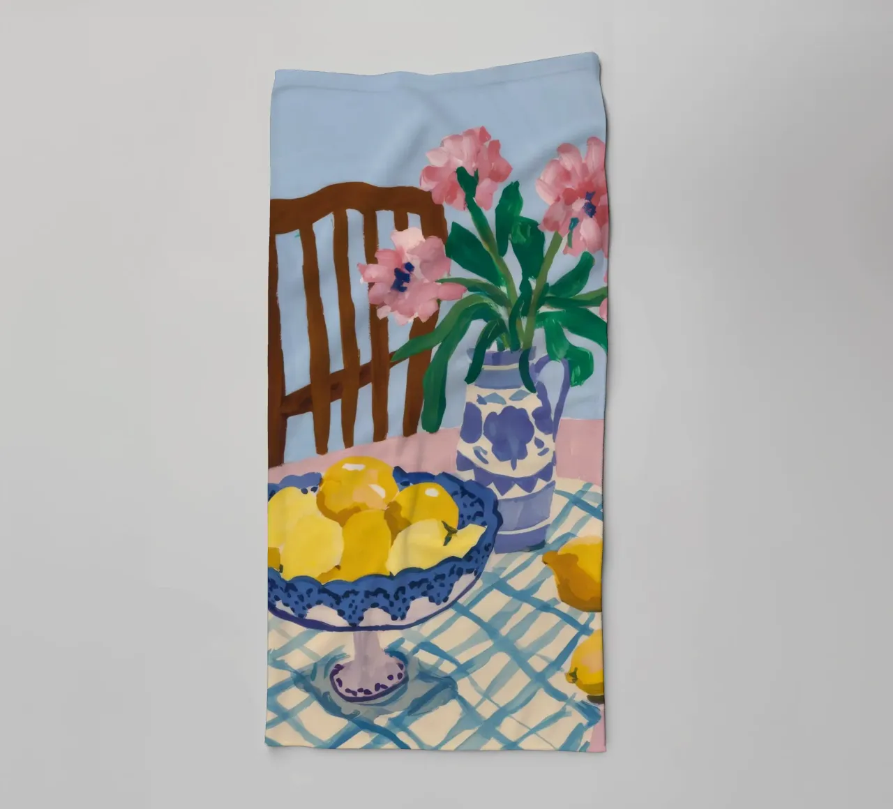 Checkered Table Lemons towel by FadeAura