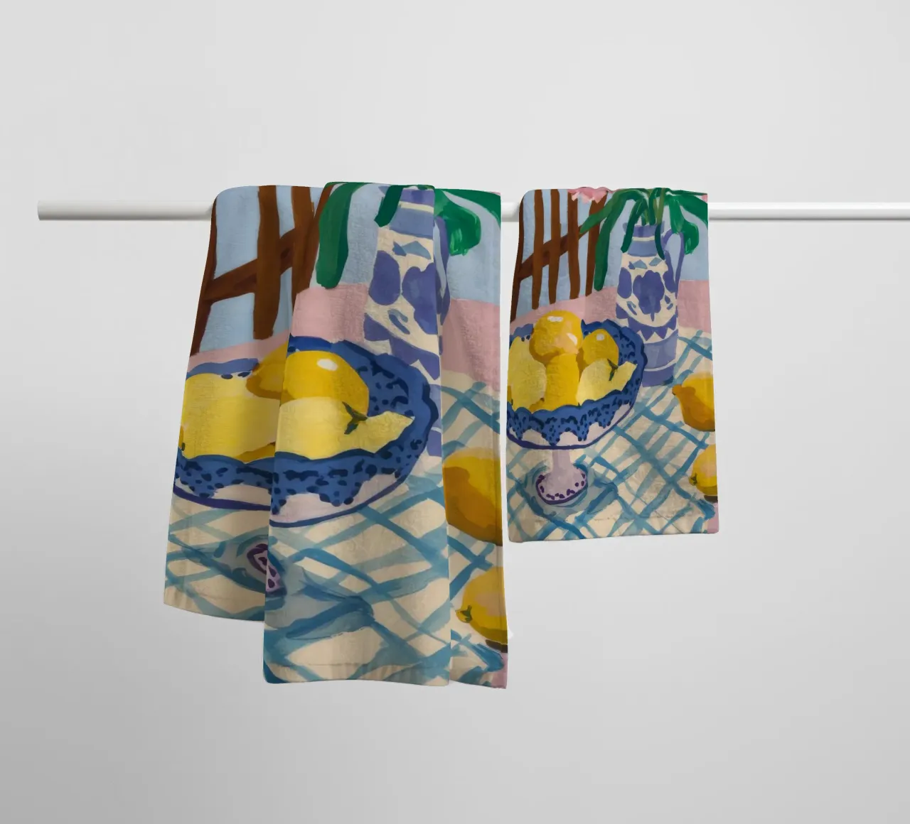 Checkered Table Lemons towel by FadeAura