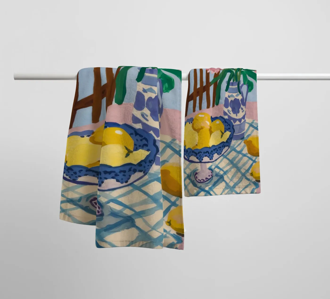 Geruite tafel Citroenen badhanddoek van FadeAura
