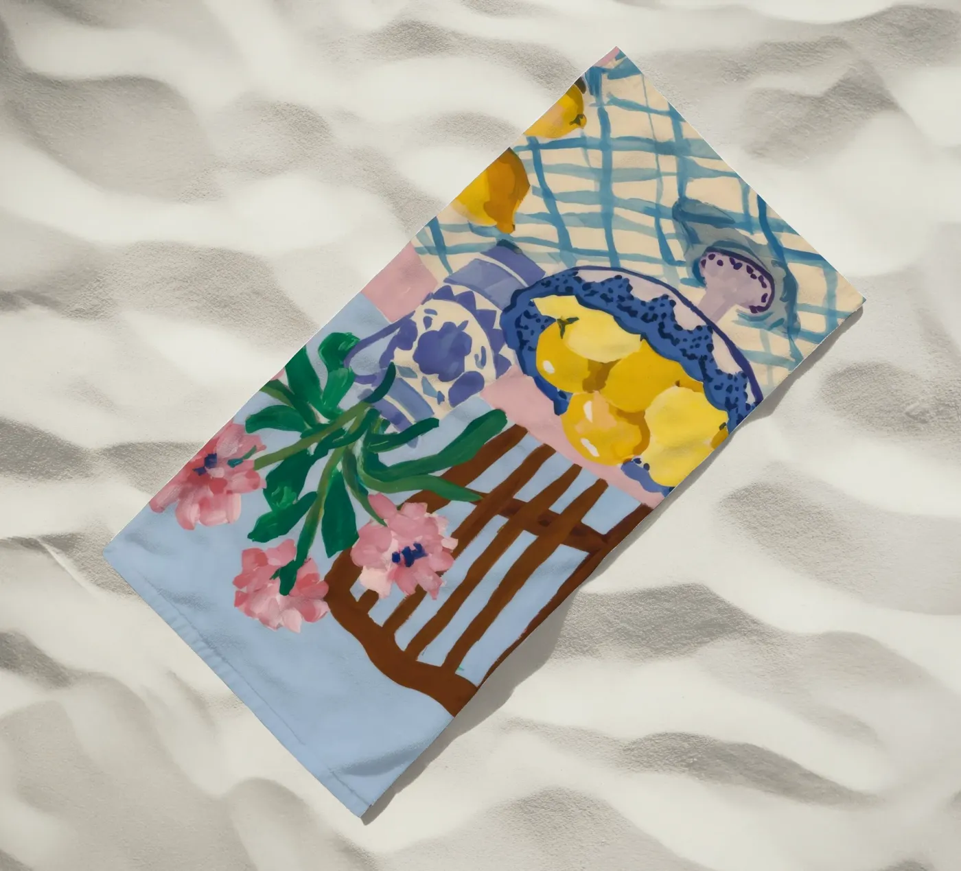 Checkered Table Lemons Strandtuch von FadeAura