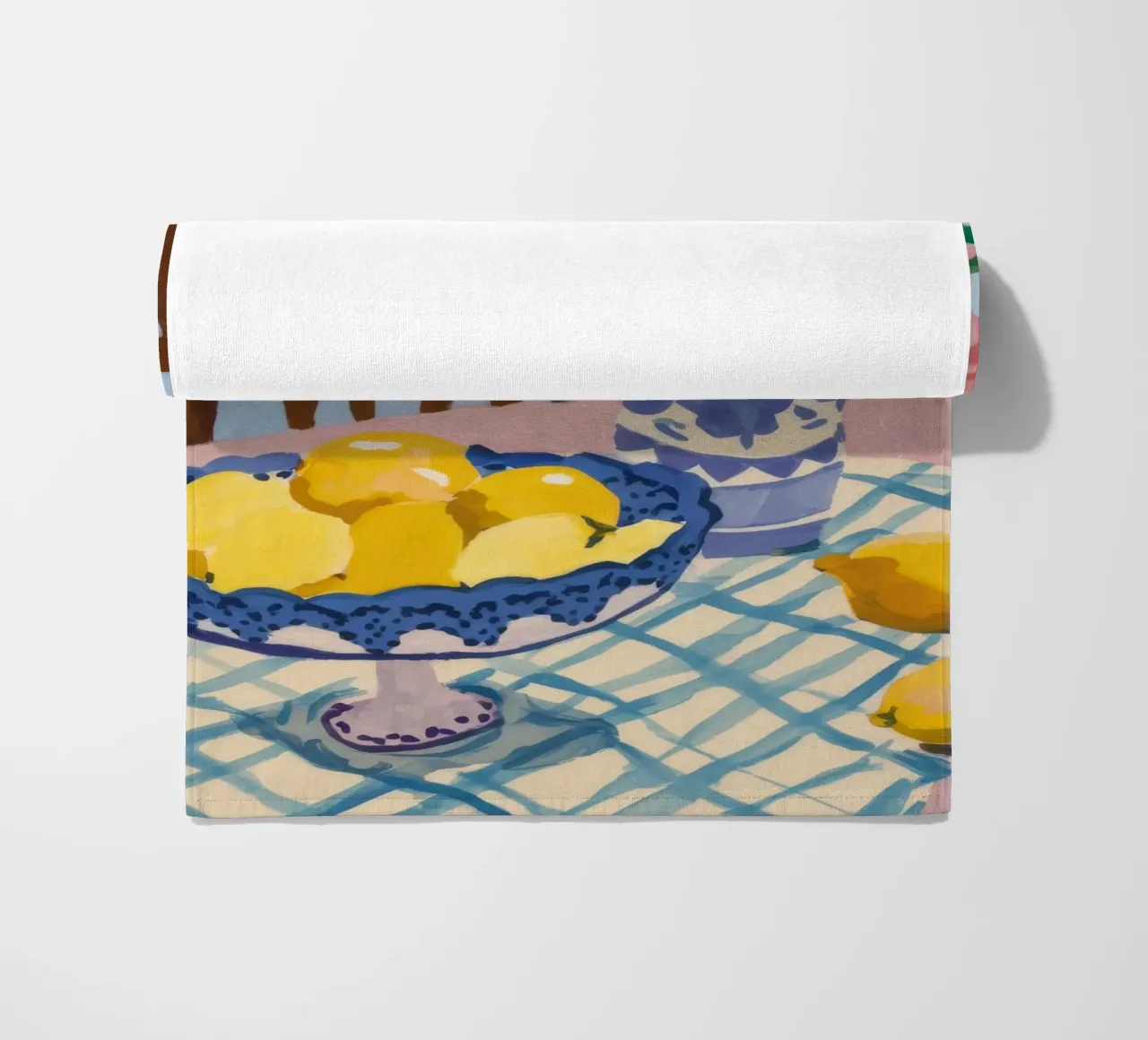 Limoni da tavola a scacchi telo mare da FadeAura