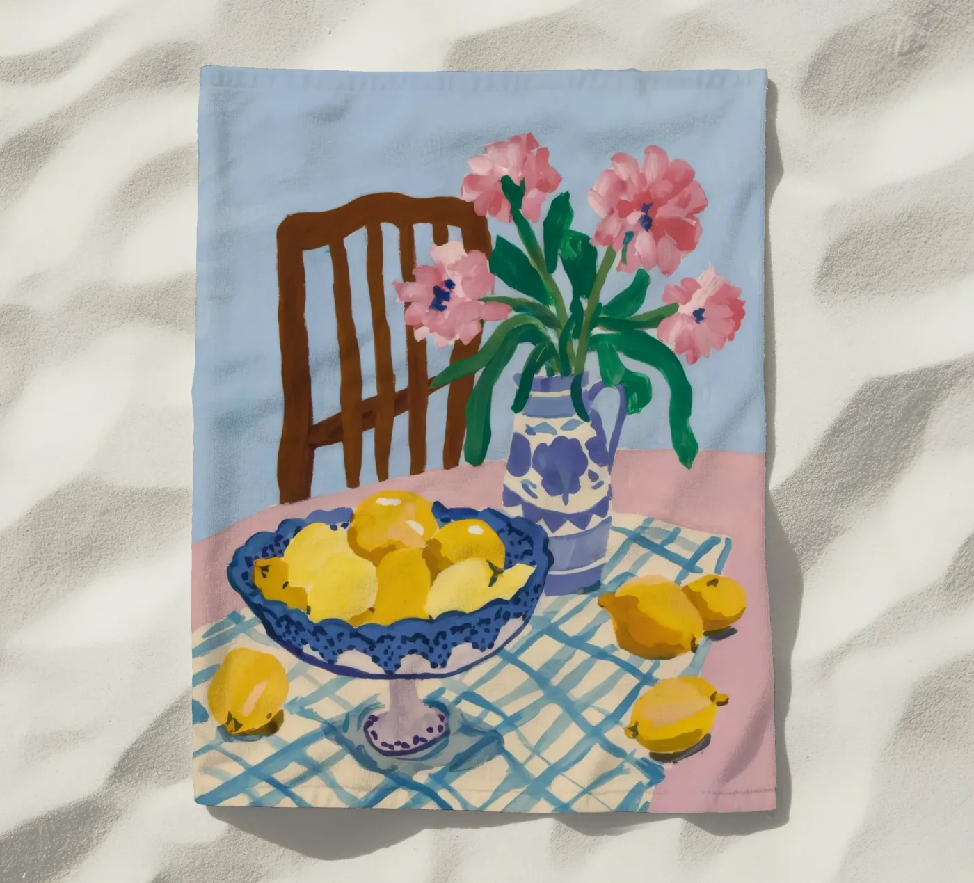Checkered Table Lemons Strandtuch von FadeAura