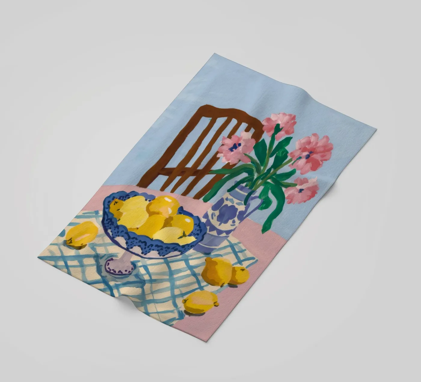 Checkered Table Lemons Strandtuch von FadeAura